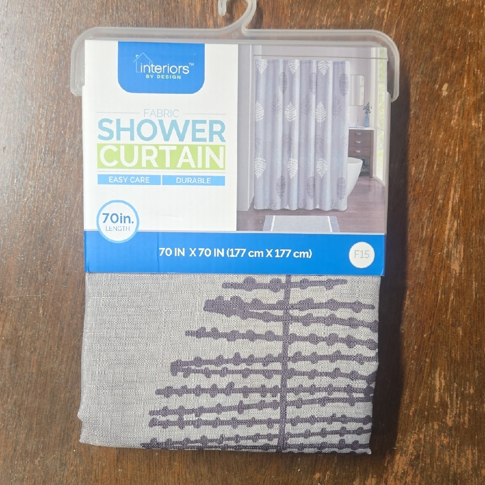 Interiors by Design Gray Fabric Shower Curtain